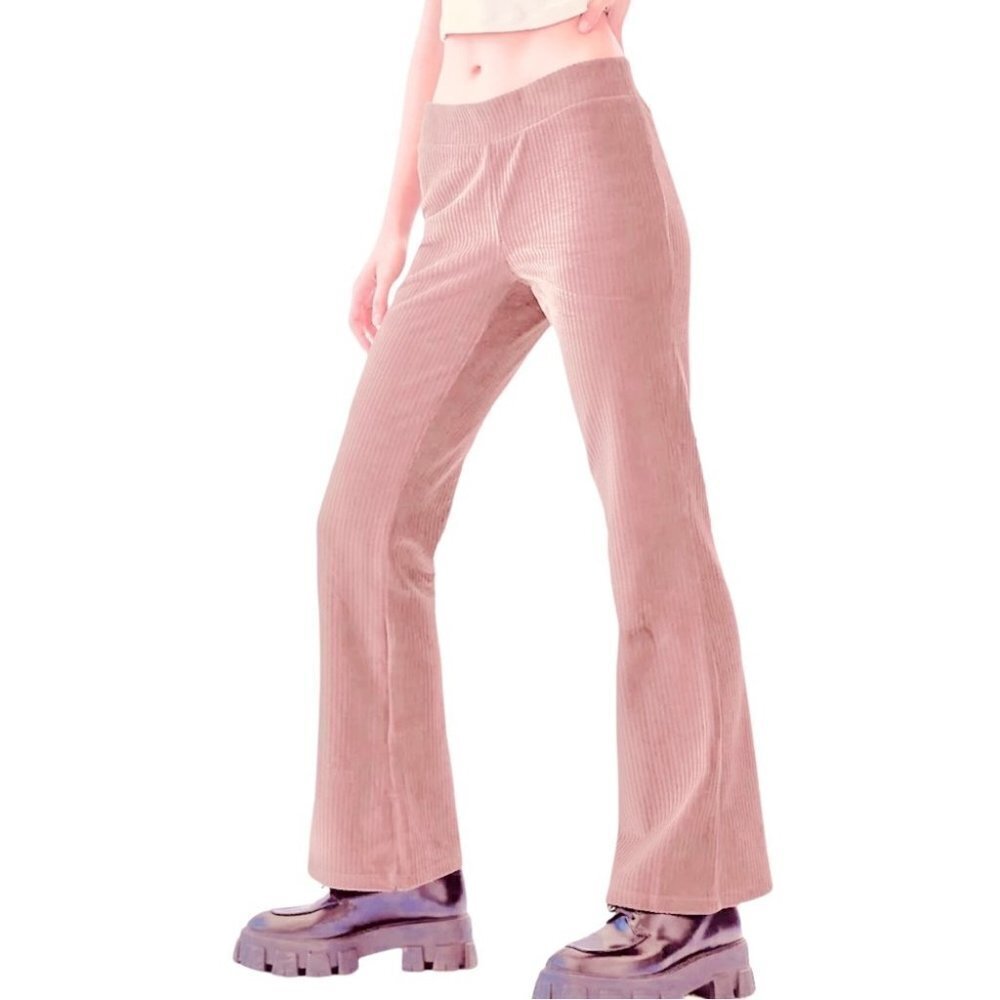 ** Sunday Best Otis Pink Ribbed Velour Straight Leg Pants Size L